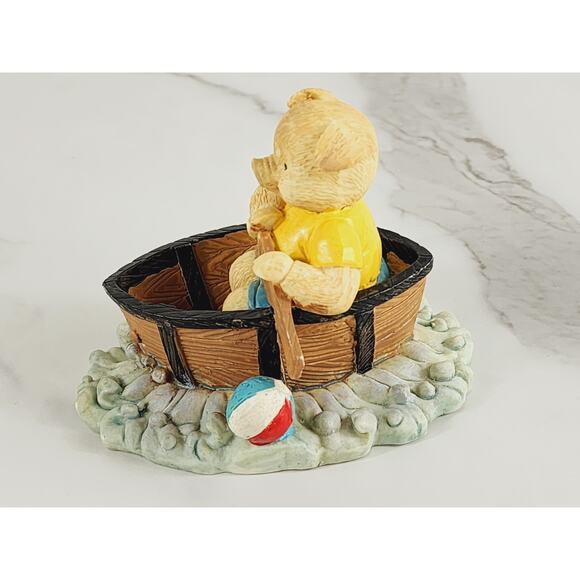 Piglet Pig Piggy Rowing On A Boat Figurine 4 1/4" Year 80s Home Decor Vintage - Picture 3 of 12